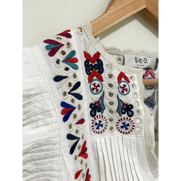 NWT Sea New York Women's Top Size XS Embroidered Flutter Sleeve Top - Picture 6 of 15